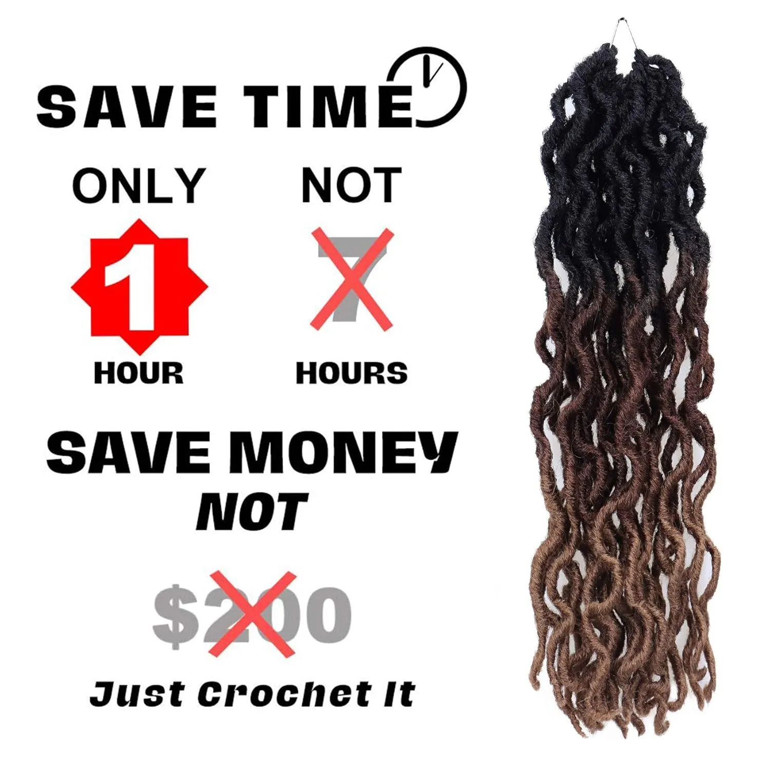 14 Inch Goddess Faux locs Crochet Hair 6 Packs/Lot Soft Gypsy Locs Wavy Crochet Braids Dreadlocks 3 Tone Curly Wavy Twist Braiding Hair Extensions African Roots Braid（#1B/30/27)