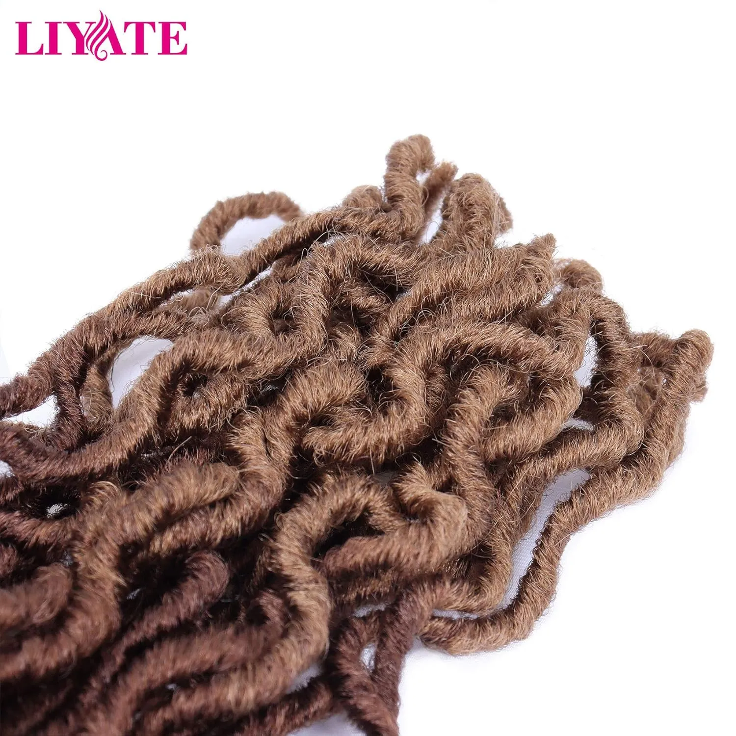 14 Inch Goddess Faux locs Crochet Hair 6 Packs/Lot Soft Gypsy Locs Wavy Crochet Braids Dreadlocks 3 Tone Curly Wavy Twist Braiding Hair Extensions African Roots Braid（#1B/30/27)