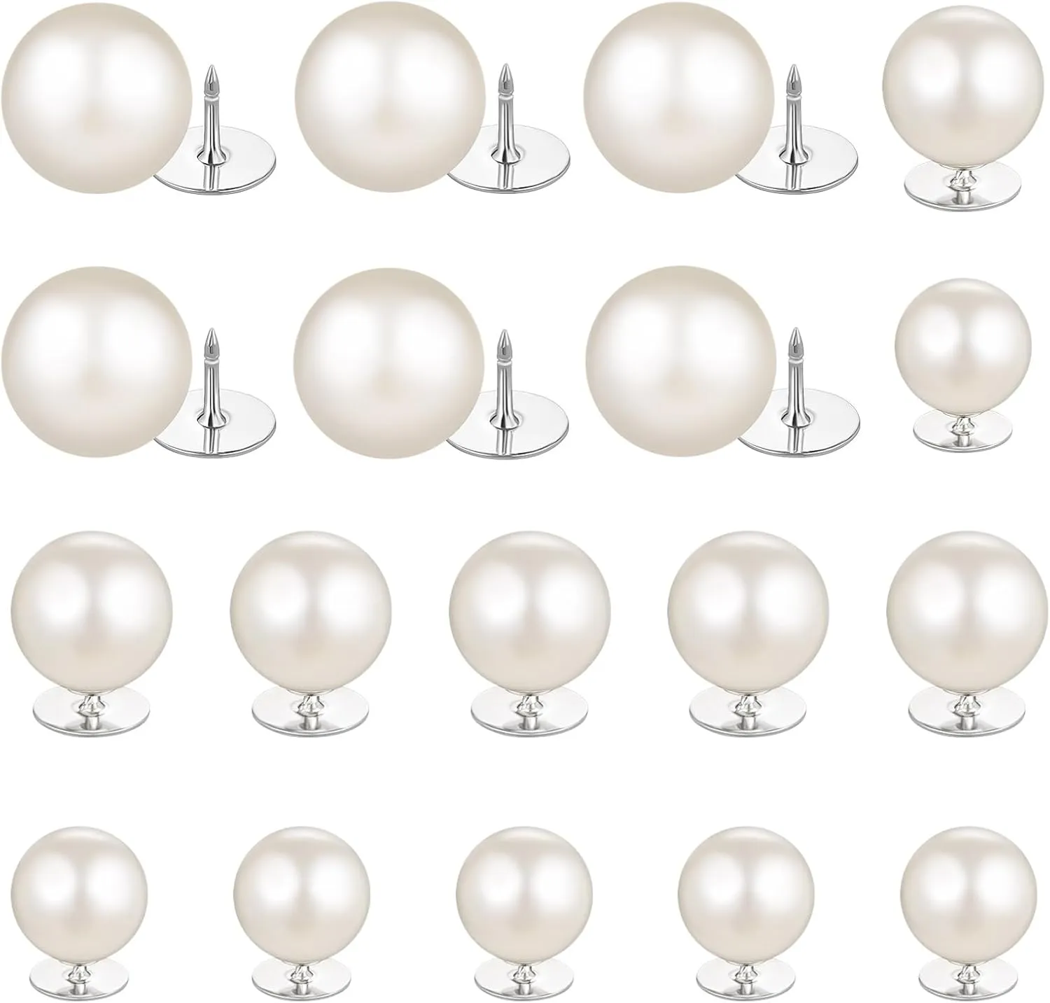 18pcs Pearl Brooch No Sew Decorative Button Pins Each of Off Versatile Fasteners for Clothes Bags and Accessories