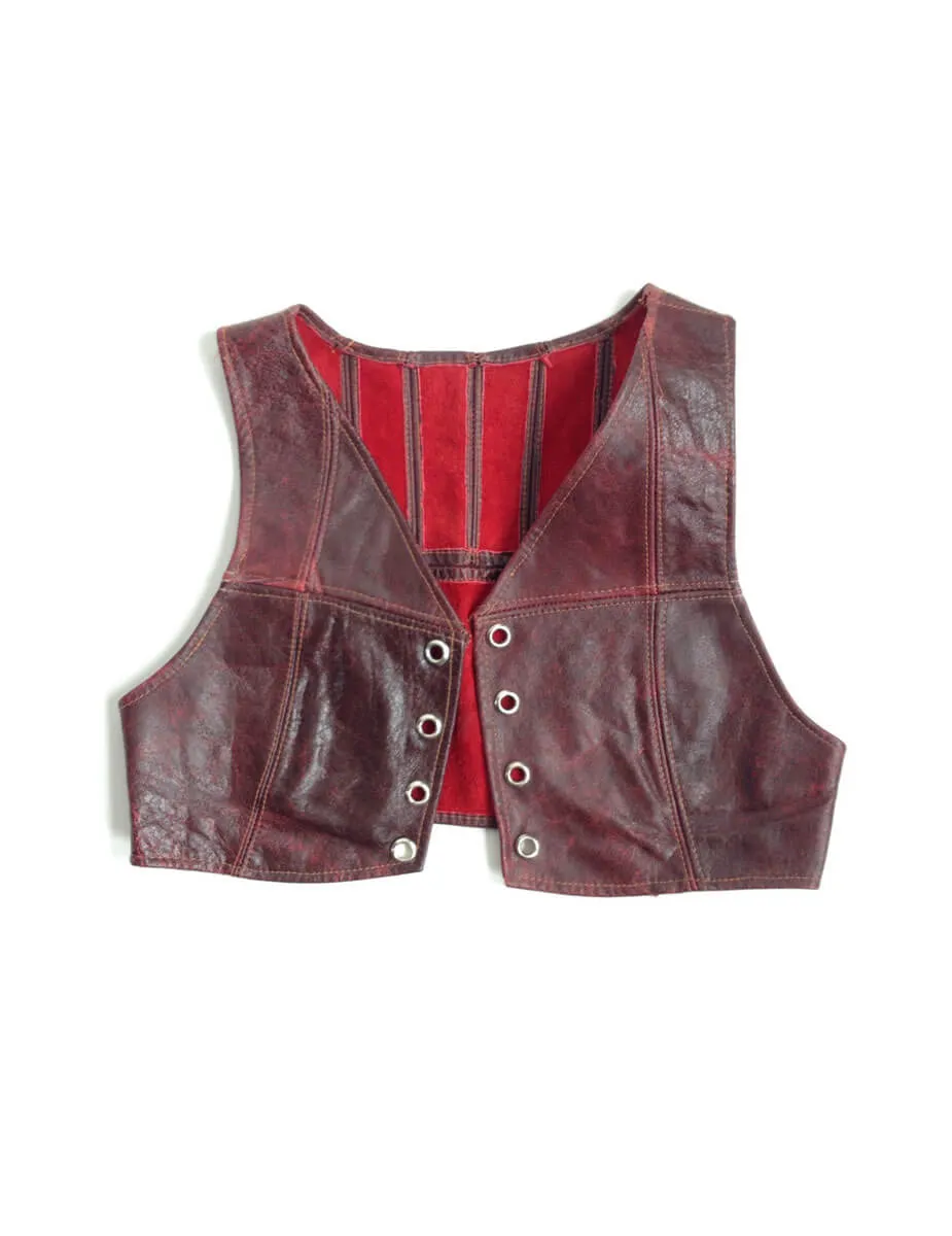 1970s Kids Leather Vest Grommets
