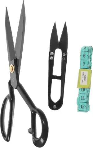 1Set Professional Scissors Manganese Tailor Scissors with Tape Trimmer for Sewing Quilting Crafting Ergonomic Handle for Comfortable Use