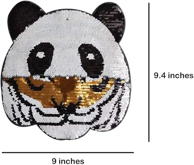 2 in One Panda and Tiger Face Sequins Patch