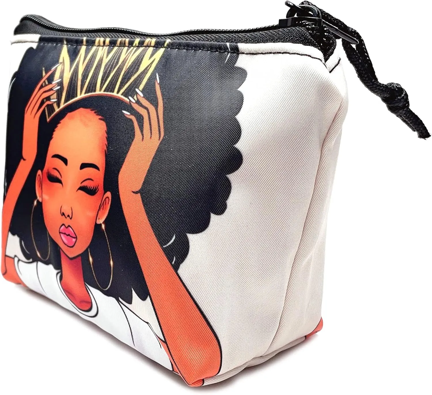 2 Pieces Makeup Bag Accessories Pouch Black Queen Afro Melanin Art Travel Toiletry Bag Reusable Cosmetic Organizer for Women Afro Gifts