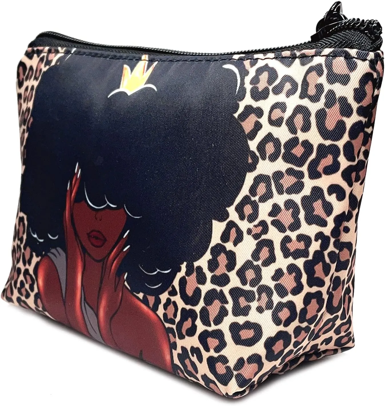 2 Pieces Makeup Bag Accessories Pouch Black Queen Afro Melanin Art Travel Toiletry Bag Reusable Cosmetic Organizer for Women Afro Gifts