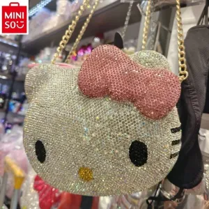 2024 MINISO Handmade Cartoon Diamond Crossbody Chain Bag