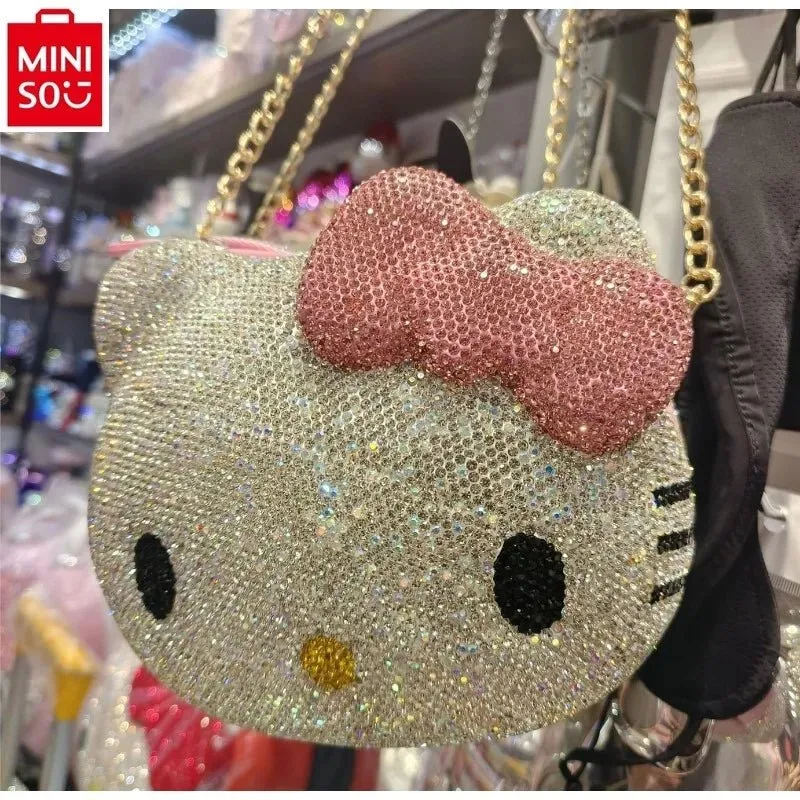 2024 MINISO Handmade Cartoon Diamond Crossbody Chain Bag