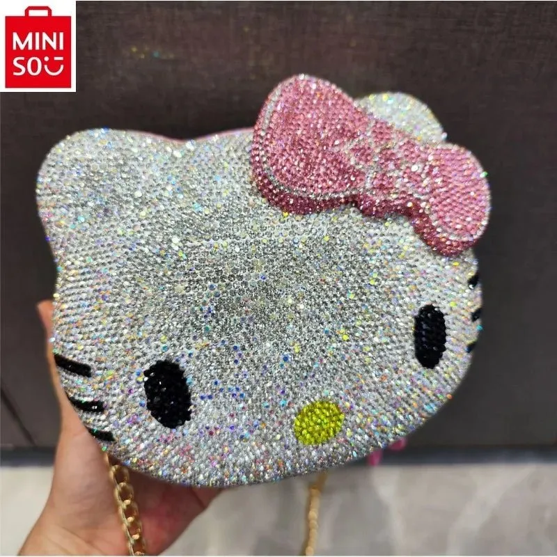 2024 MINISO Handmade Cartoon Diamond Crossbody Chain Bag