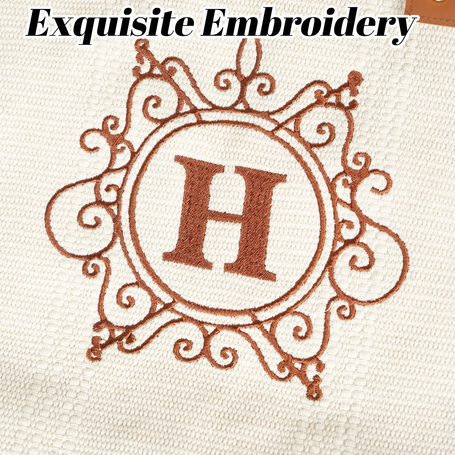 2025 Embroidered Initial Beach Tote Bag for Women Summer Soft Bag Large Capacity Shoulder Handbag Durable Canvas