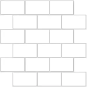 24-Pack of 8 x 8" Wallpaper Tiles in White Subway Design for Kitchen Backsplash. Peel and Stick Renter Friendly Backsplash. Self Stick Paper Wall Tiles for Your Home