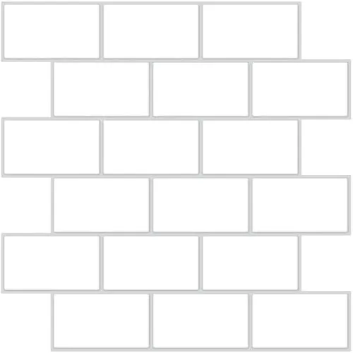 24-Pack of 8 x 8" Wallpaper Tiles in White Subway Design for Kitchen Backsplash. Peel and Stick Renter Friendly Backsplash. Self Stick Paper Wall Tiles for Your Home