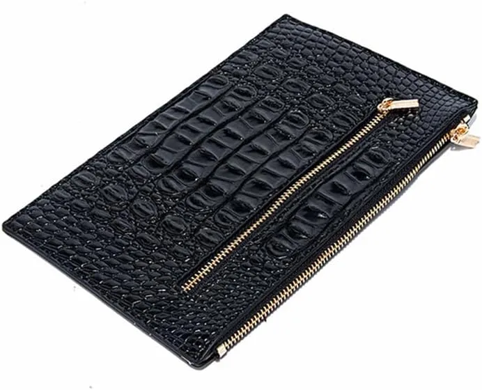 2PCS Set Tote Handbag for Women Crocodile Print Shoulder Purse Leather Work Shopper Top-handle Bag with Clutch