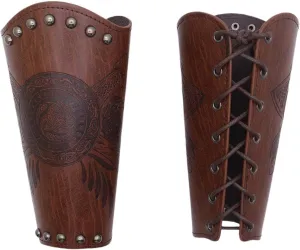 2PCS Viking Embossed Axe Dragon Knight Faux Leather Armor LARP Medieval Cosplay Arm Guard Bracers Gauntlet Wristband