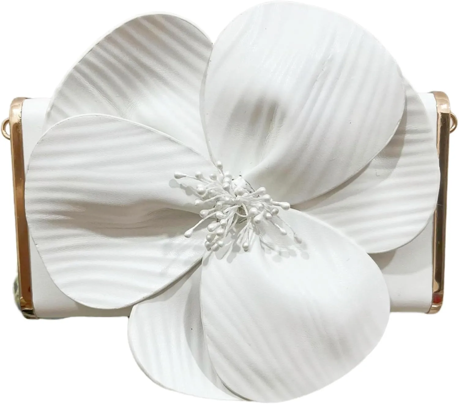 3D Floral PU Leather Clutch for Wedding Party Prom - Elegant Evening Bag with Detachable Chain