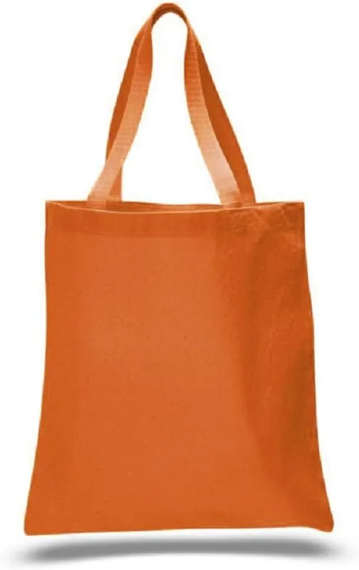 5 Pack Promotional Priced Heavy Cotton Canvas Shopping Blank Tote Bag Art Craft (orange)