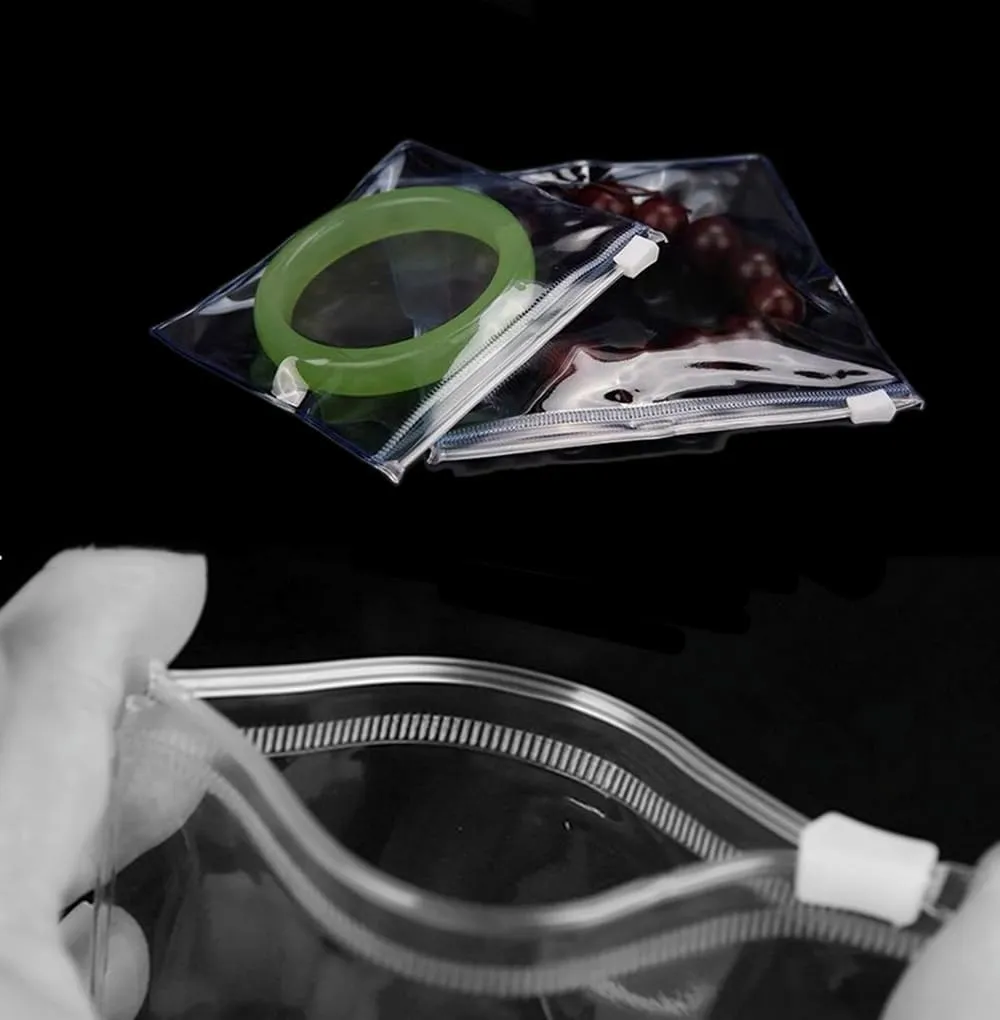 50 Self Seal PVC Pack Zipper Lock Bags,Clear Jewelry Anti Oxidation Bag Clarity Tarnish Prevention,Small Sealed Bag,Resealable packaging or Storage of Jewelry, Earrings and Rings(13x13cm/5x5inch)