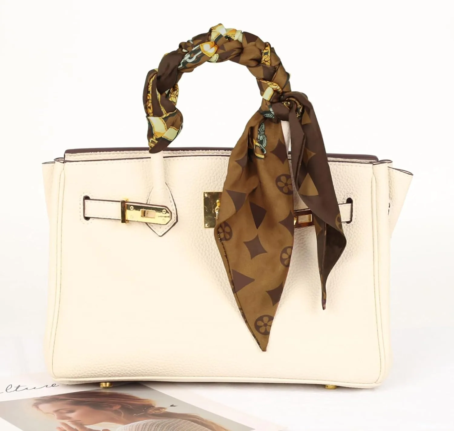 59" Mulberry Silk Like Head Scarf Women's Fashion Square Neck Satin Scarfs for Bag Hair Scarves Gift 59" * 5.9”