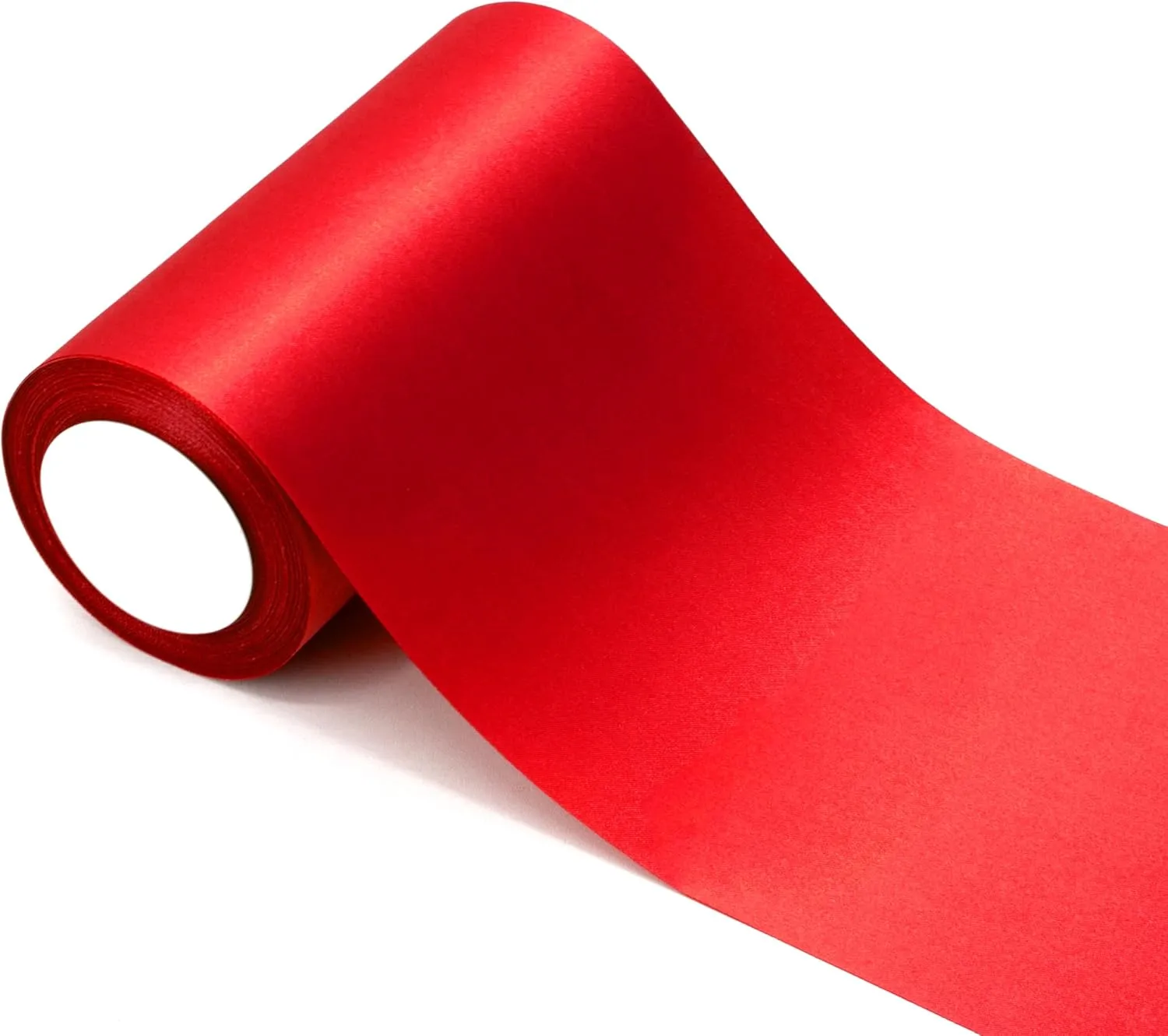 6 inch Christmas Red Satin Ribbon, 24 yard Long Solid Fabric Ribbon for Christmas Wedding Decoration, Grand Opening Ceremony, Gift Wrapping, Craft Car Door Bow, Chair Sash, Indoor Outdoor Party