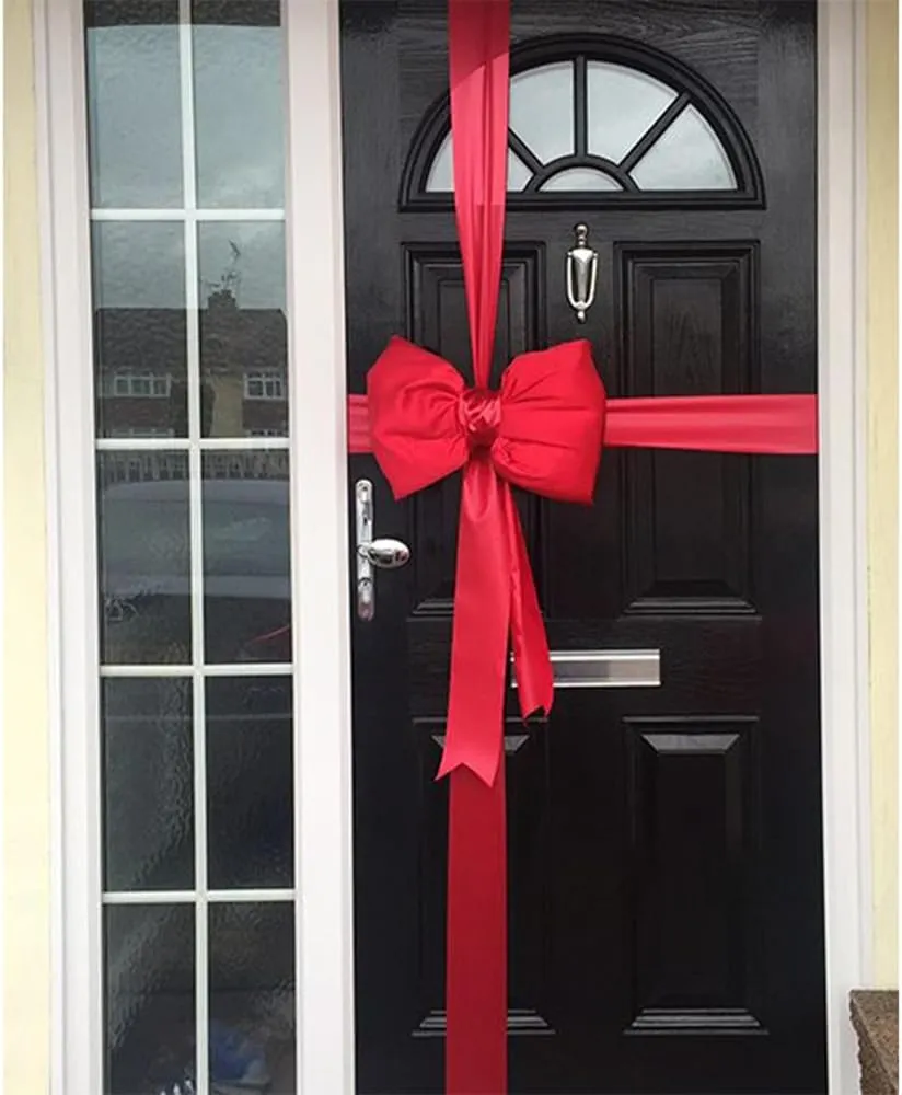 6 inch Christmas Red Satin Ribbon, 24 yard Long Solid Fabric Ribbon for Christmas Wedding Decoration, Grand Opening Ceremony, Gift Wrapping, Craft Car Door Bow, Chair Sash, Indoor Outdoor Party