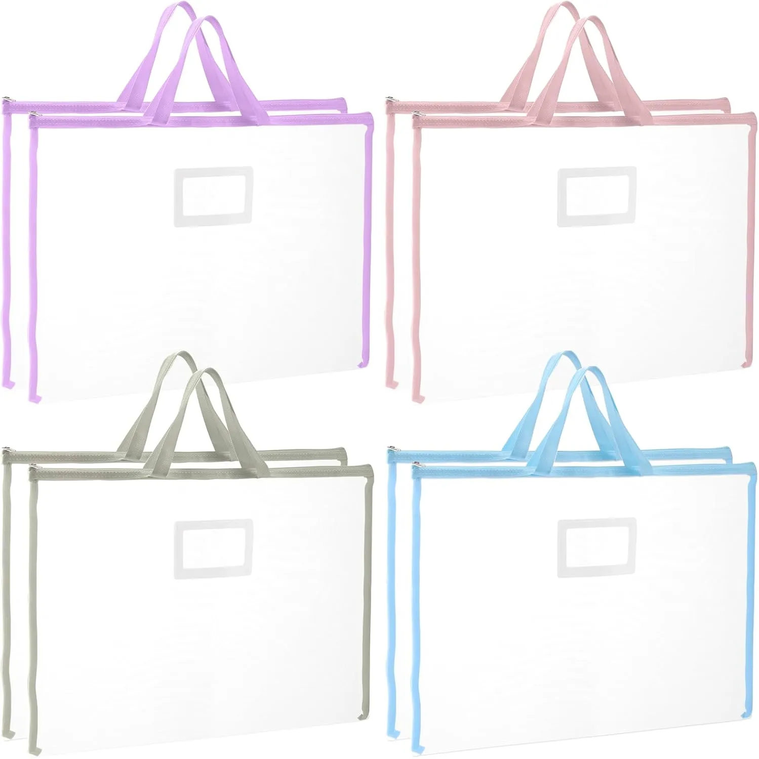 8 Pcs Sew Project Bags 18 x 13 Inch Quilting Craft Organizer Storage Bags with Handle and Pocket Large Sew Quilting Mesh for Quilters Knitting Stitching Crafter