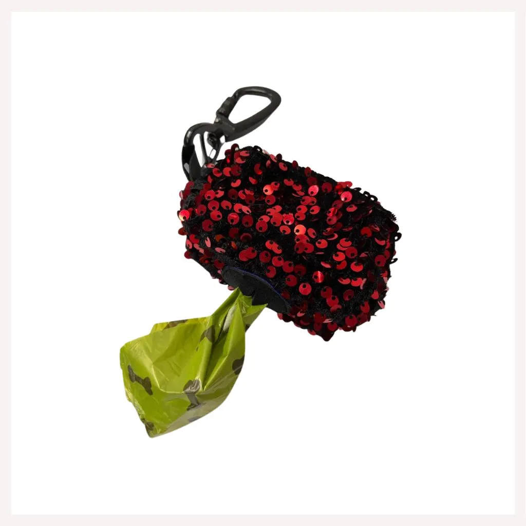 A a Pets' Sequins Dog Poo Bag Pouch Dispenser-Pink