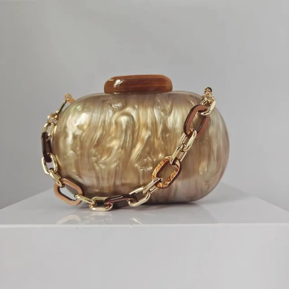 Acrylic Bubble Bag Luxury Marble Clutch Evening Purses for Women Glitter Handbag for Wedding Party Prom