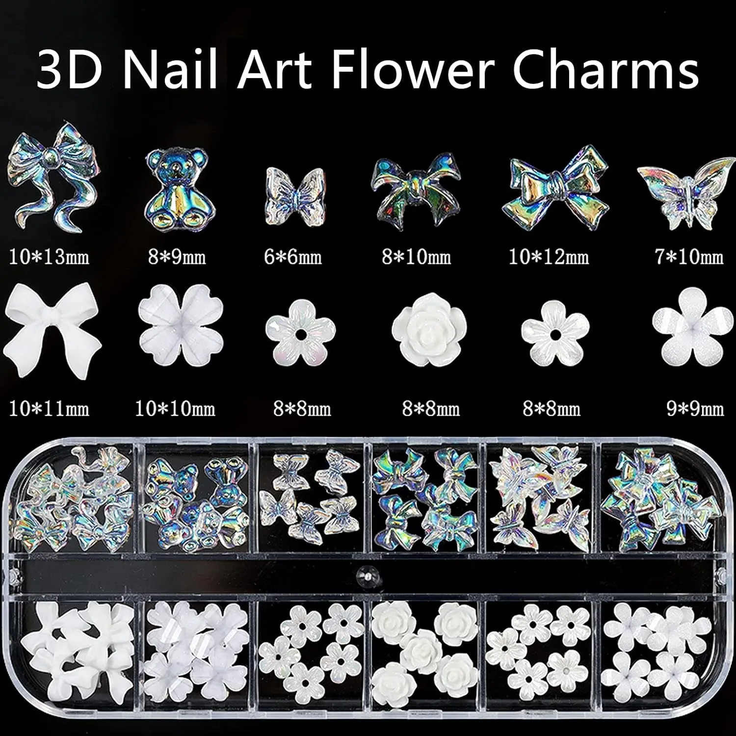 Acrylic Butterfly Flower Bear Nail Art Pendant Art, Multi-Shape Pearl Rhinestone Golden Metal Applique Jewelry Accessories Production (S1-Bow Rhinestones)