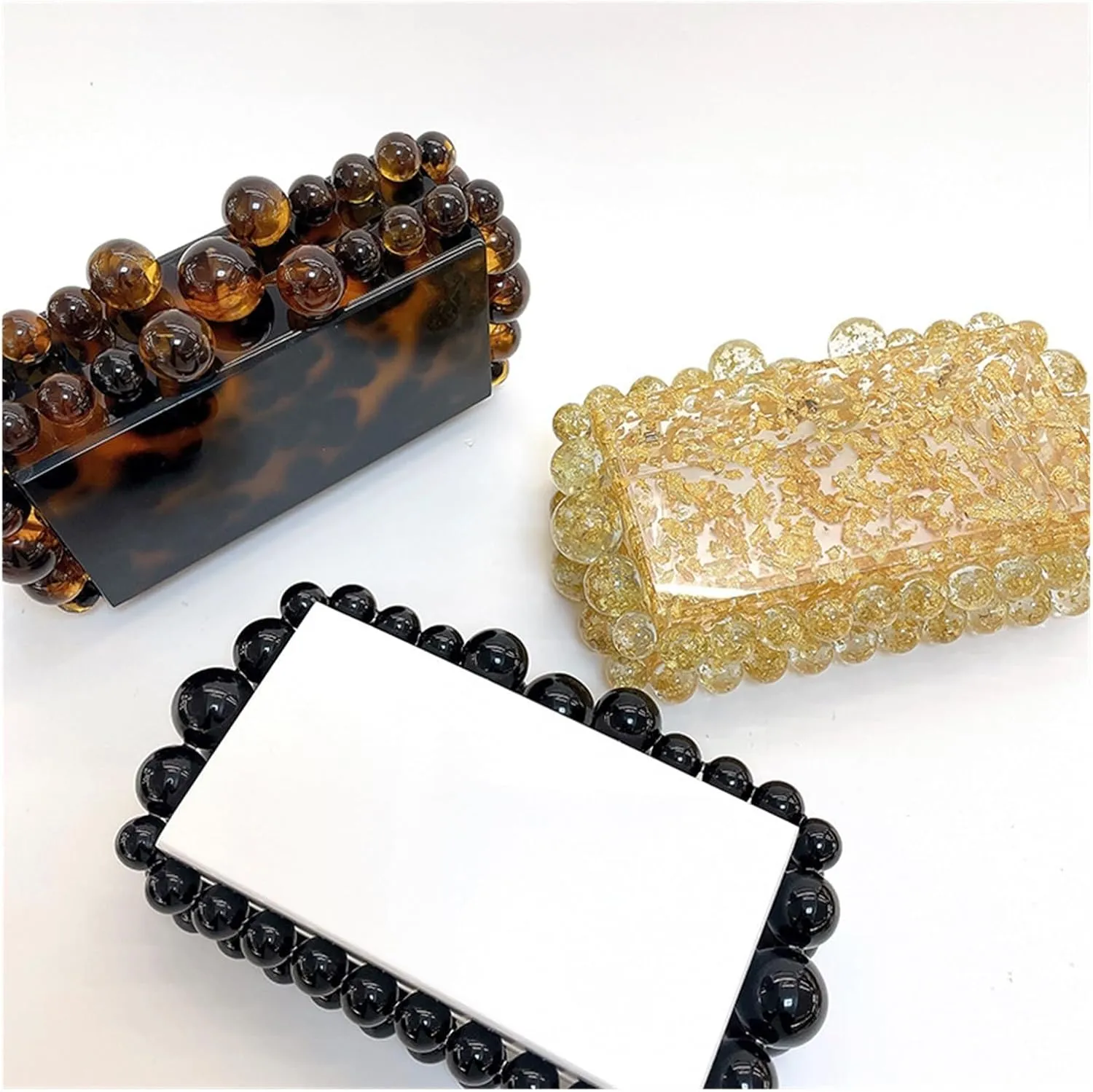 Acrylic Evening Clutch Bag for Women Glitter Marble Purse Handbag for Wedding Cocktail Party Prom
