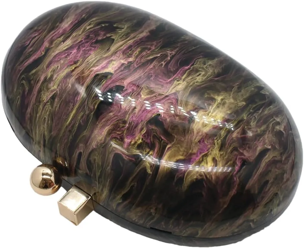 Acrylic Evening Clutch Bag for Women Shell Shape Shoulder Crossbody Bag Glitter Marble Purse Handbag