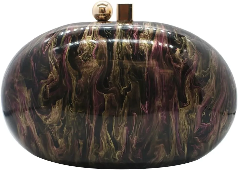 Acrylic Evening Clutch Bag for Women Shell Shape Shoulder Crossbody Bag Glitter Marble Purse Handbag