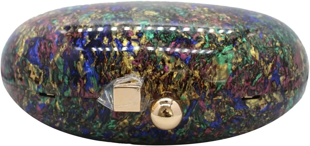 Acrylic Evening Clutch Bag for Women Shell Shape Shoulder Crossbody Bag Glitter Marble Purse Handbag