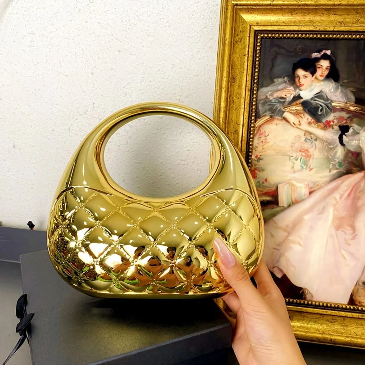 Acrylic Handbags for Women Cute Acrylic Clutch Small Unique Purse Trendy Metal Evening Bag for Party Cocktail