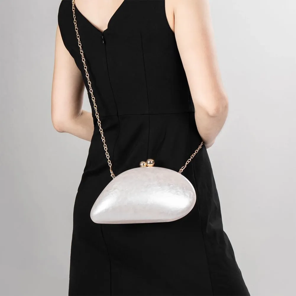 Acrylic Shell Shaped Bag Luxury Marble Clutch Evening Purses for Women Glitter Handbag for Wedding Cocktail Party Prom