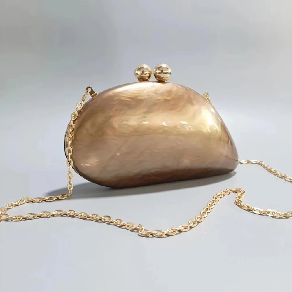 Acrylic Shell Shaped Bag Luxury Marble Clutch Evening Purses for Women Glitter Handbag for Wedding Cocktail Party Prom
