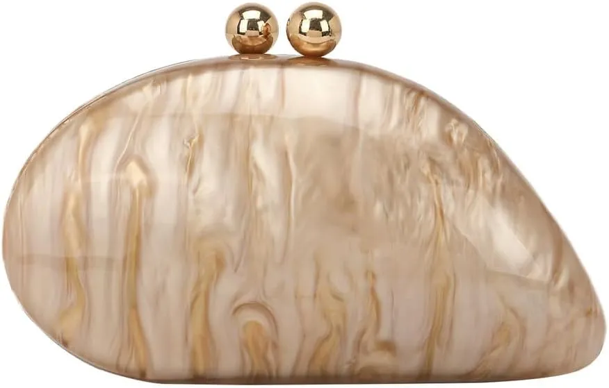 Acrylic Shell Shaped Bag Luxury Marble Clutch Evening Purses for Women Glitter Handbag for Wedding Cocktail Party Prom