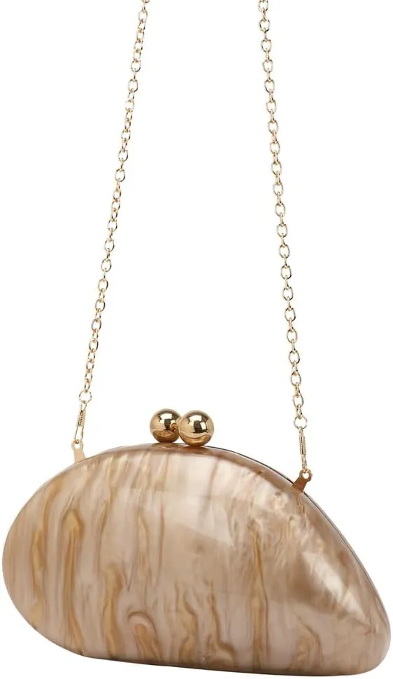 Acrylic Shell Shaped Bag Luxury Marble Clutch Evening Purses for Women Glitter Handbag for Wedding Cocktail Party Prom