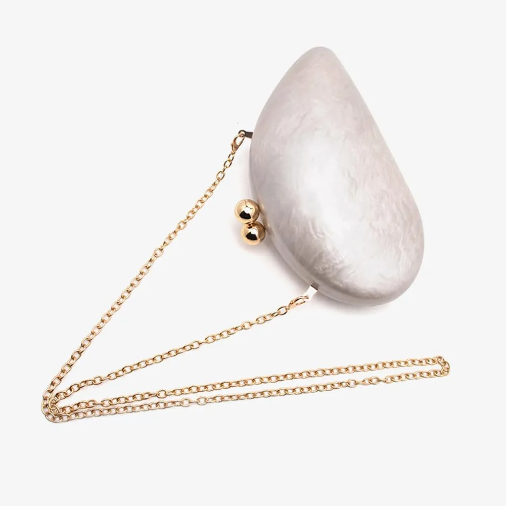 Acrylic Shell Shaped Bag Luxury Marble Clutch Evening Purses for Women Glitter Handbag for Wedding Cocktail Party Prom