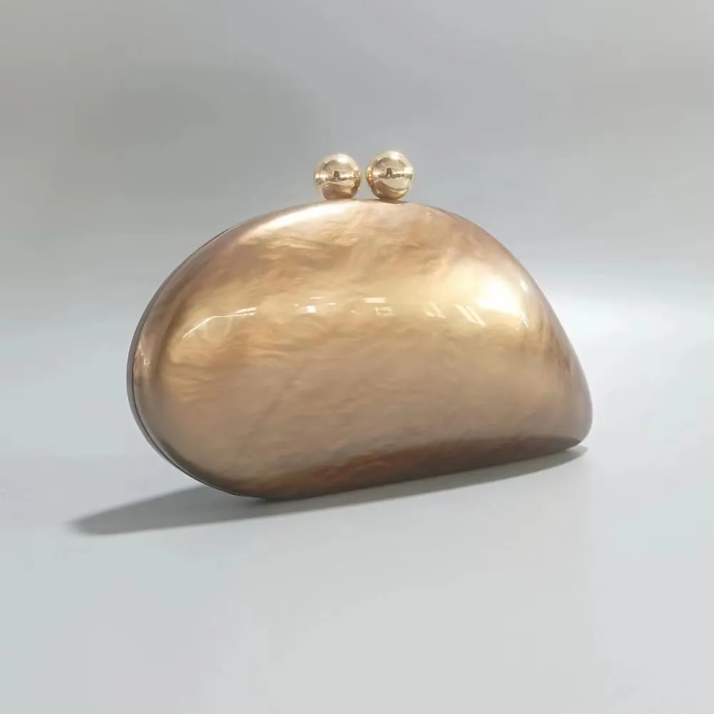 Acrylic Shell Shaped Bag Luxury Marble Clutch Evening Purses for Women Glitter Handbag for Wedding Cocktail Party Prom