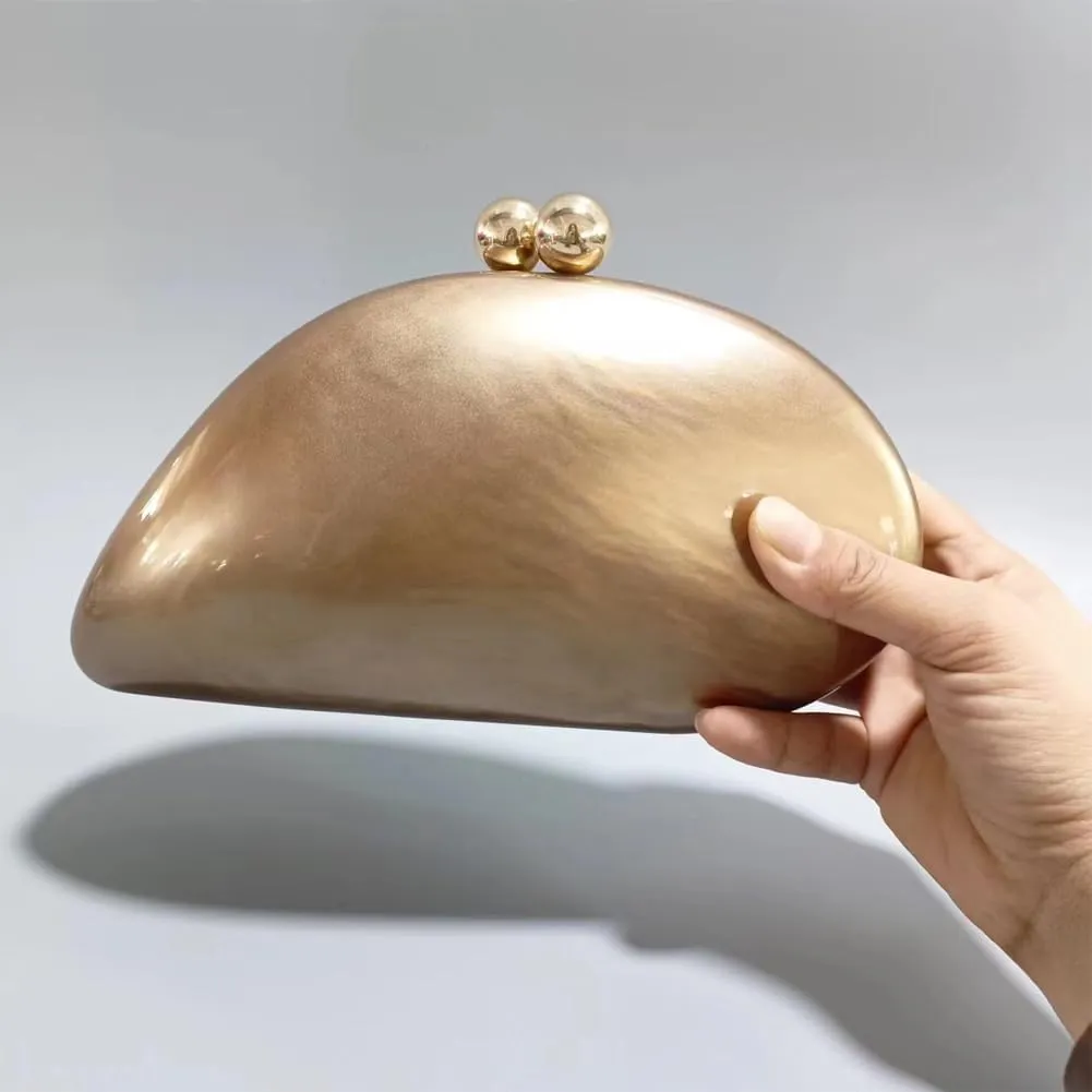 Acrylic Shell Shaped Bag Luxury Marble Clutch Evening Purses for Women Glitter Handbag for Wedding Cocktail Party Prom