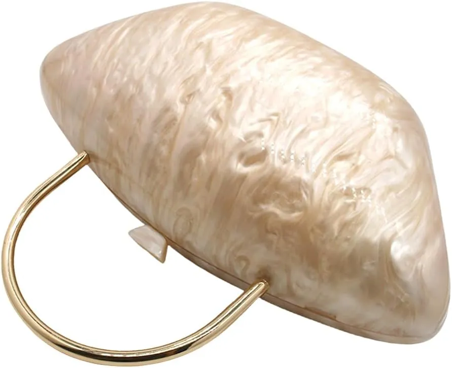 Acrylic Shell Shaped Clutch Purse Marbling Evening Handbags for Women Wedding Party Prom Cross Body Bag