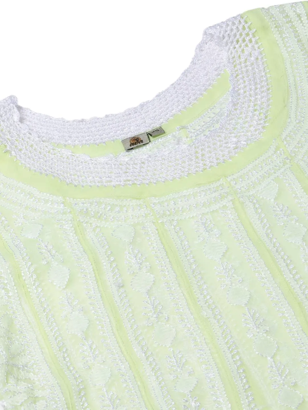 Ada Hand Embroidered Indian Chikankari Traditional Georgette Anarkali Kurta Kurti for Women A411207