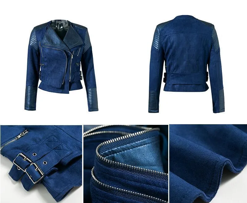 Adorable Gray Zipper Faux Leather Jacket
