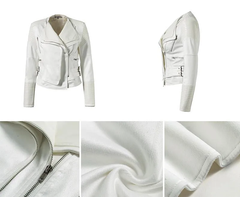 Adorable Gray Zipper Faux Leather Jacket