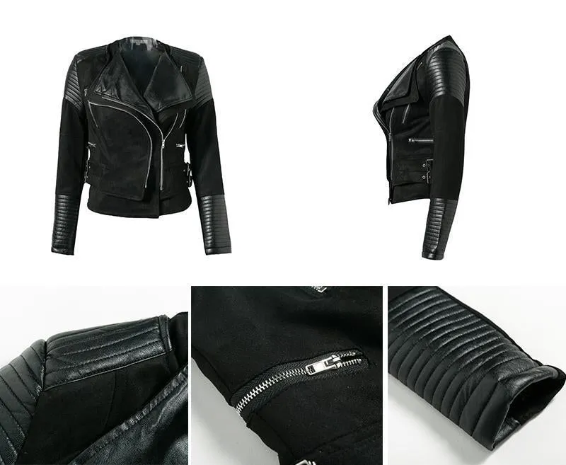 Adorable Gray Zipper Faux Leather Jacket