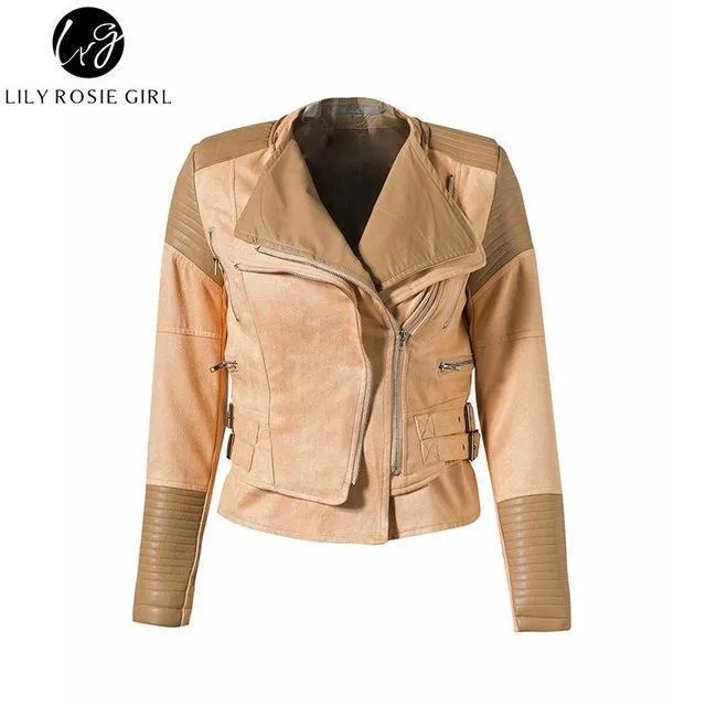 Adorable Gray Zipper Faux Leather Jacket