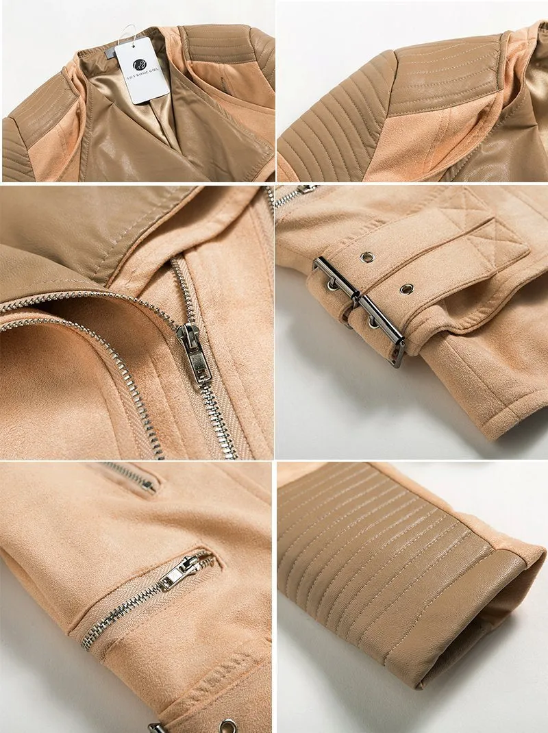 Adorable Gray Zipper Faux Leather Jacket