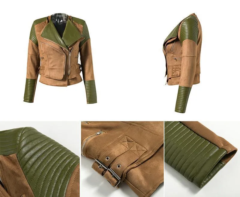 Adorable Gray Zipper Faux Leather Jacket