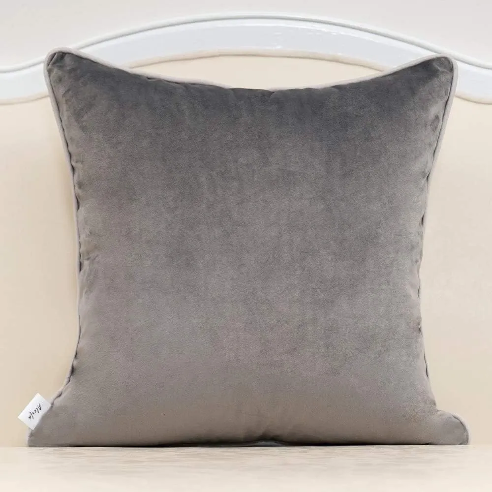Alerfa Gold Leather Striped Gray Throw Pillow Cover 20x20 Inch, Geometric Luxury Decorative Embroidered Velvet Pillow Cover for Couch Living Room Bedroom