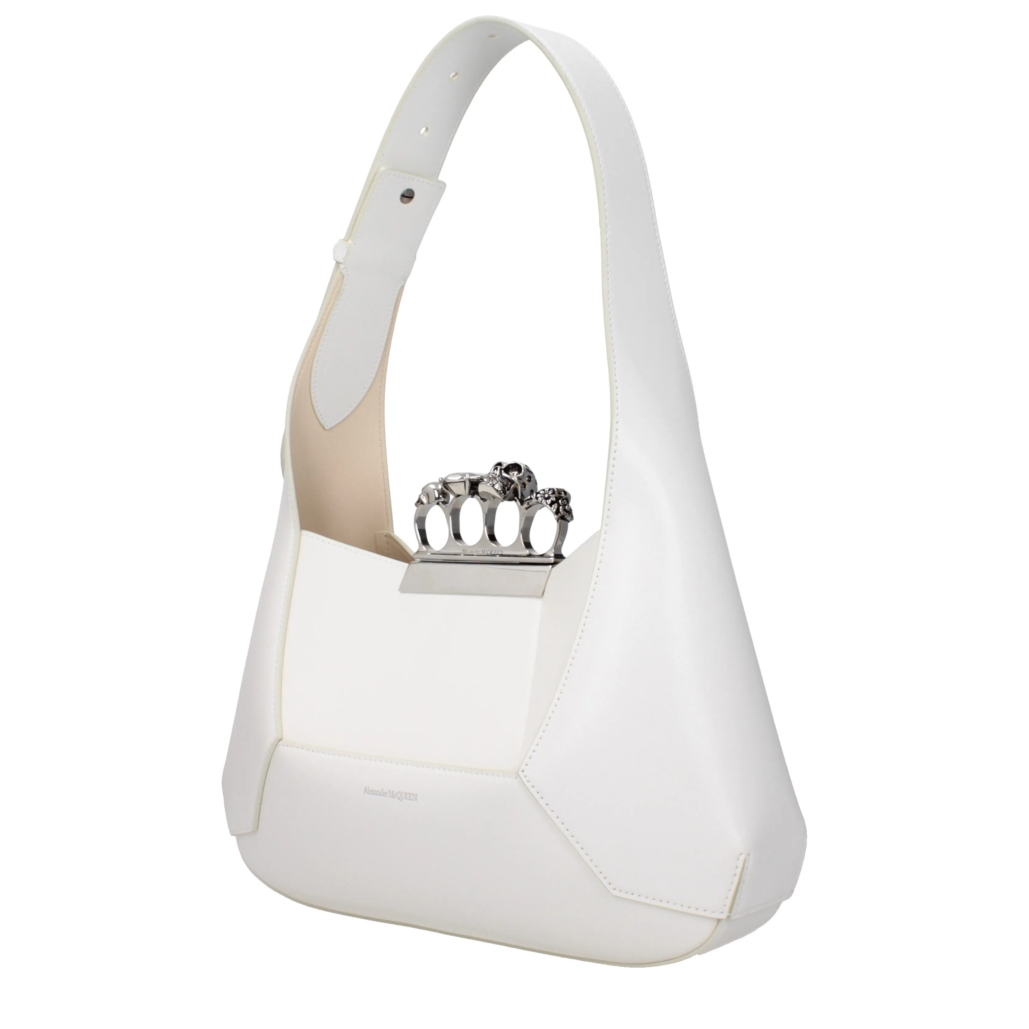 Alexander McQueen Shoulder Bags The jeweled hobo Women Leather White/Ivory