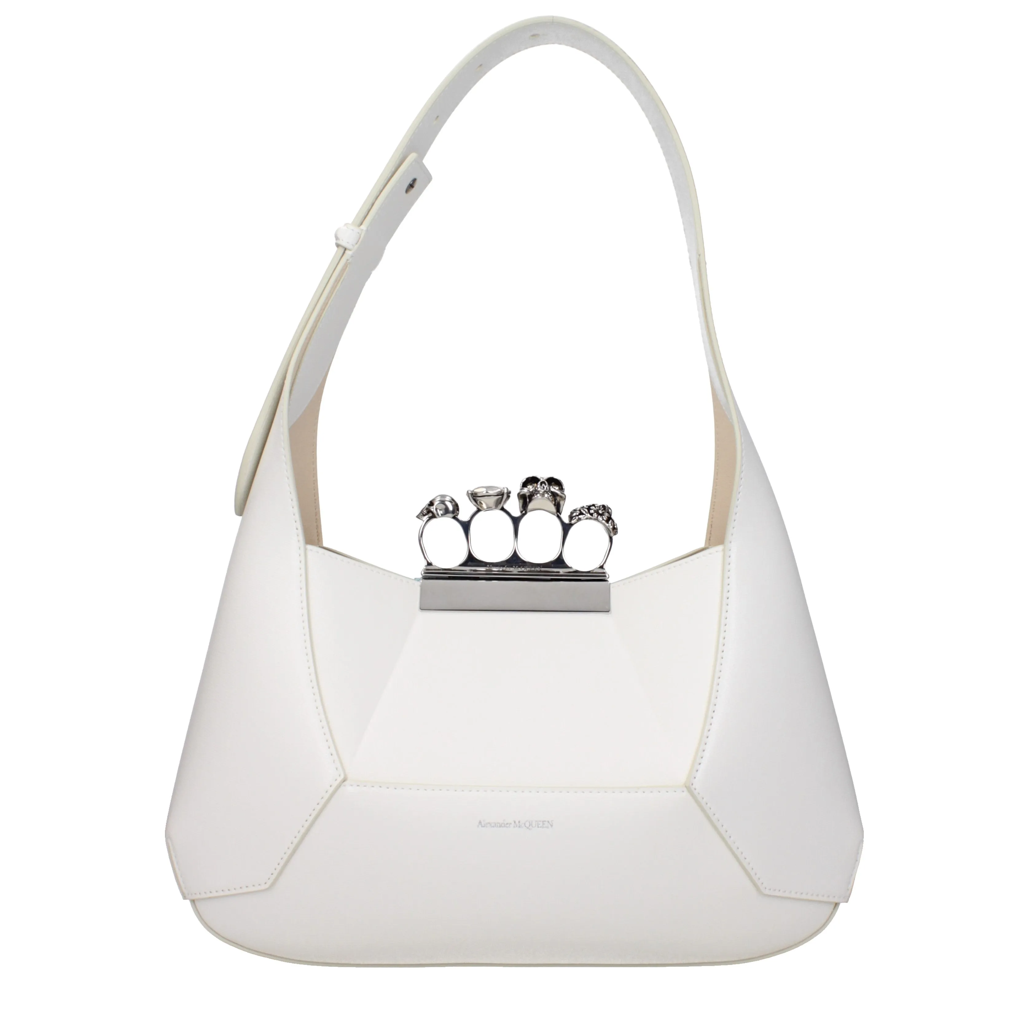 Alexander McQueen Shoulder Bags The jeweled hobo Women Leather White/Ivory
