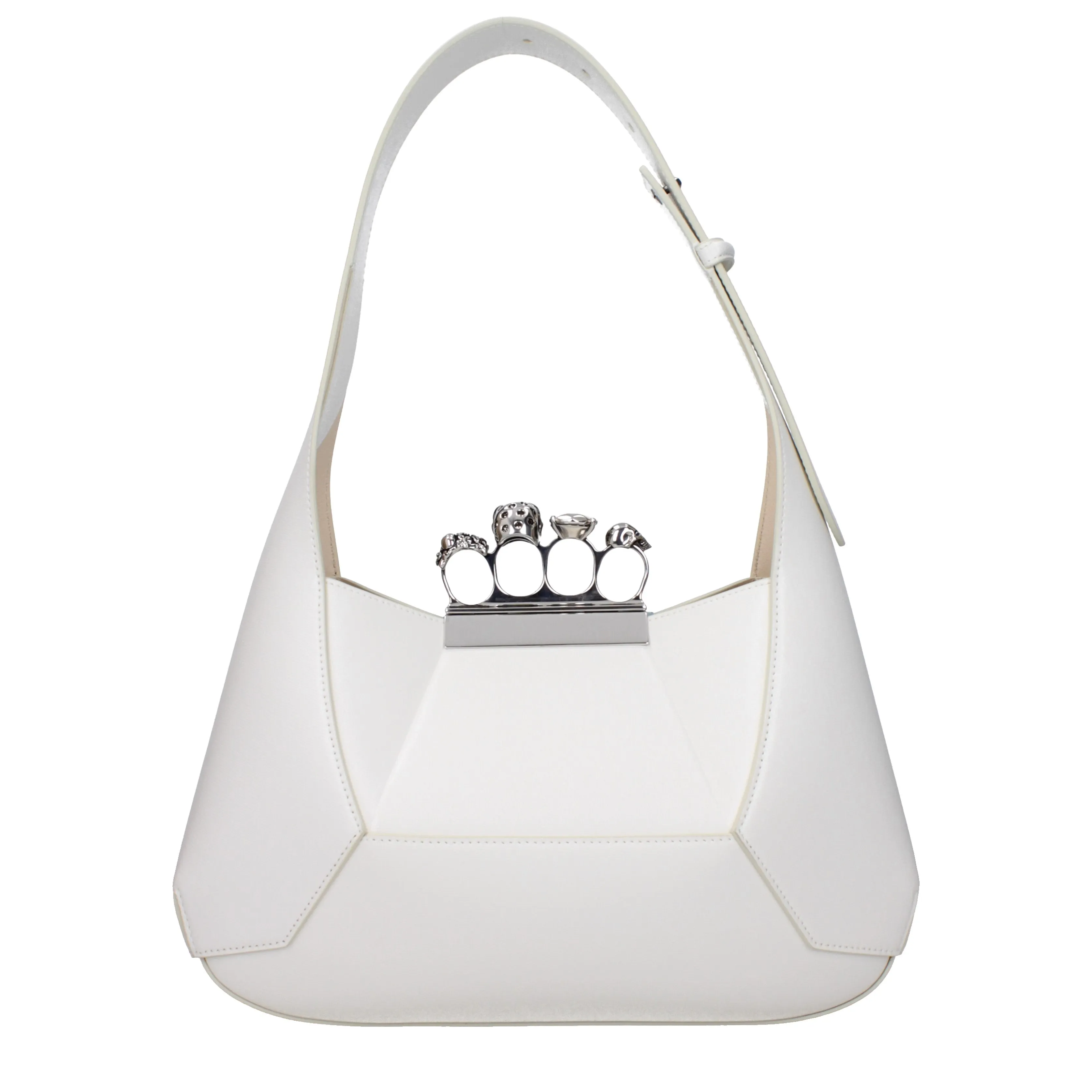 Alexander McQueen Shoulder Bags The jeweled hobo Women Leather White/Ivory